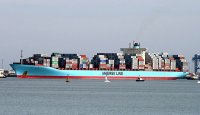 Gustav Maersk el buque porta contenedores más grande que ha llegado a Chile, arribó a San Antonio Terminal Internacional.