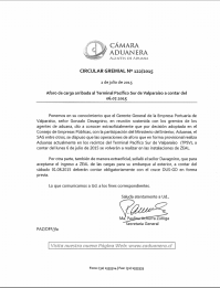 Cámara Aduanera informa a sus asociados que a partir del lunes 06 de julio no se realizarán aforos de "cargas limpias" en TPS sino en la Zeal.