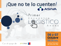 Aumenta el interés por participar en el 1er Encuentro Logístico Andes organizado por Asiva y apoyo de ProChile que se realizará el 6 y 7 de octubre en Viña del Mar.