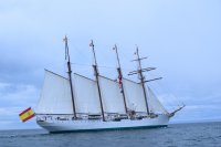 Con encuentro del Sebastián Elcano y la Esmeralda e intercambio de cañonazos se inician celebraciones de los 500 años del descubrimiento del Estrecho de Magallanes.