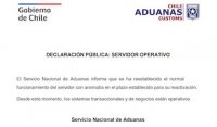 Aduanas afirmó que se está normalizando el servicio y se han superado las intermitencias.